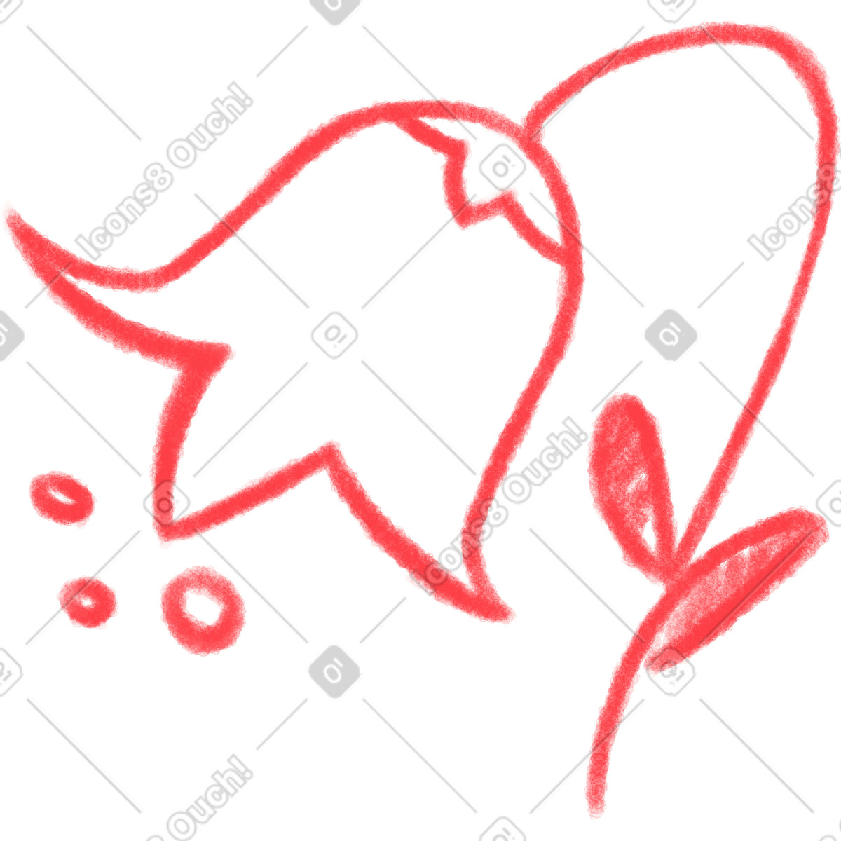 Doodle 스타일의 Red flower 일러스트레이션 PNG, SVG 다운로드