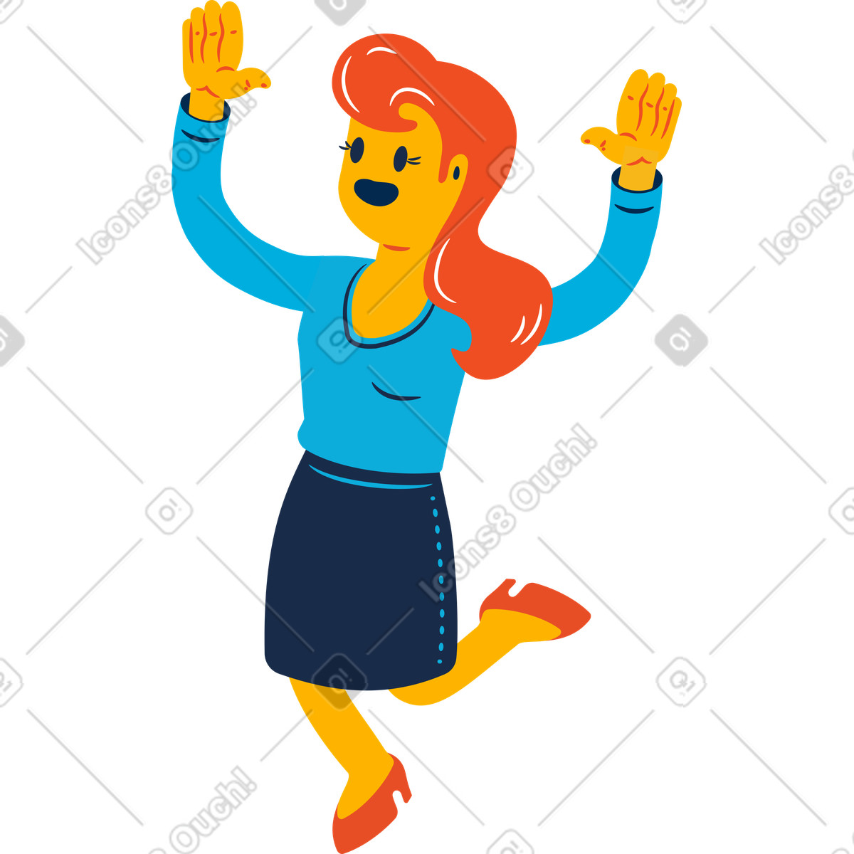 Ilustración Mujer alegre en estilo Flame a descargar en PNG y SVG