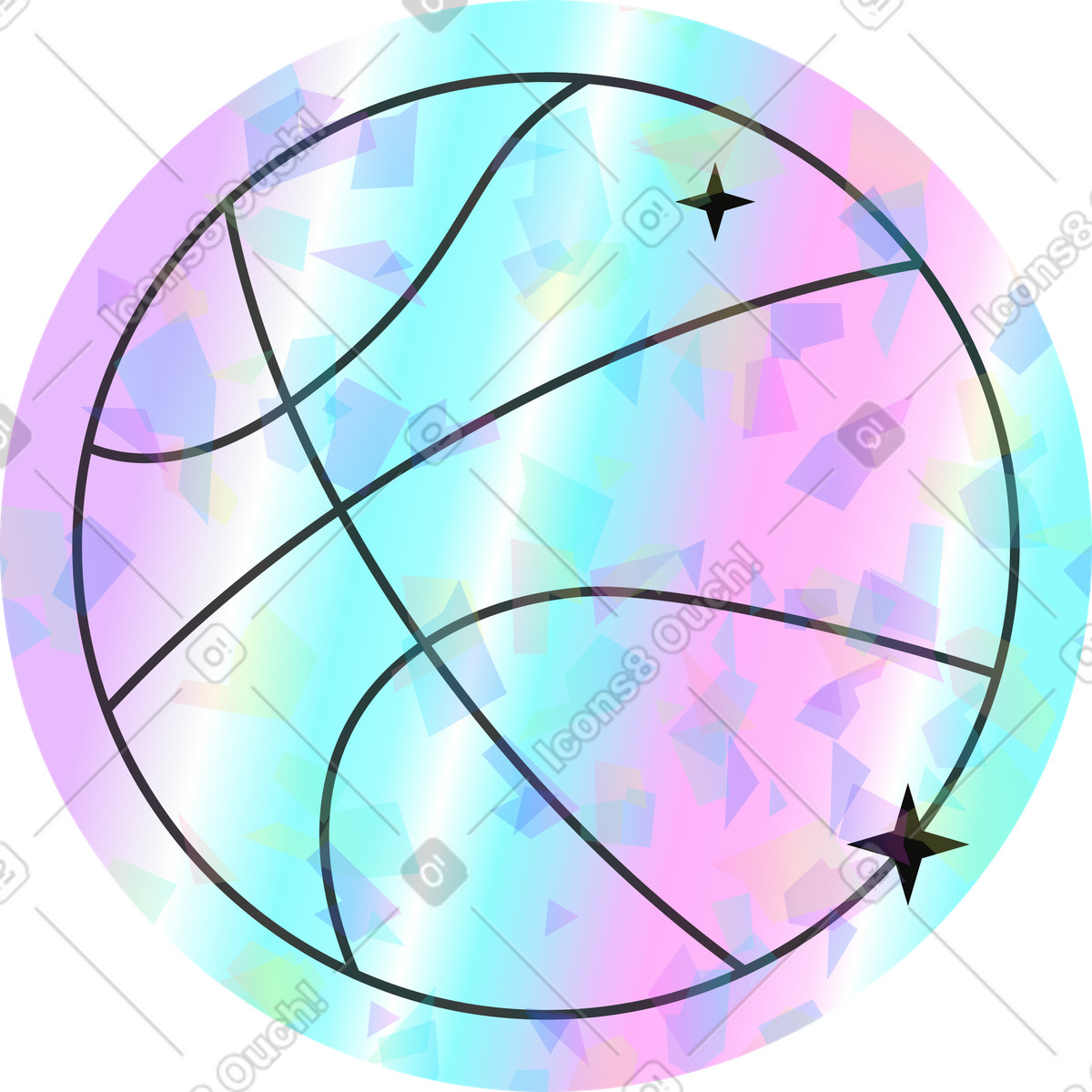 Illustration Basket-ball dans le style Holostickers à télécharger aux formats PNG, SVG
