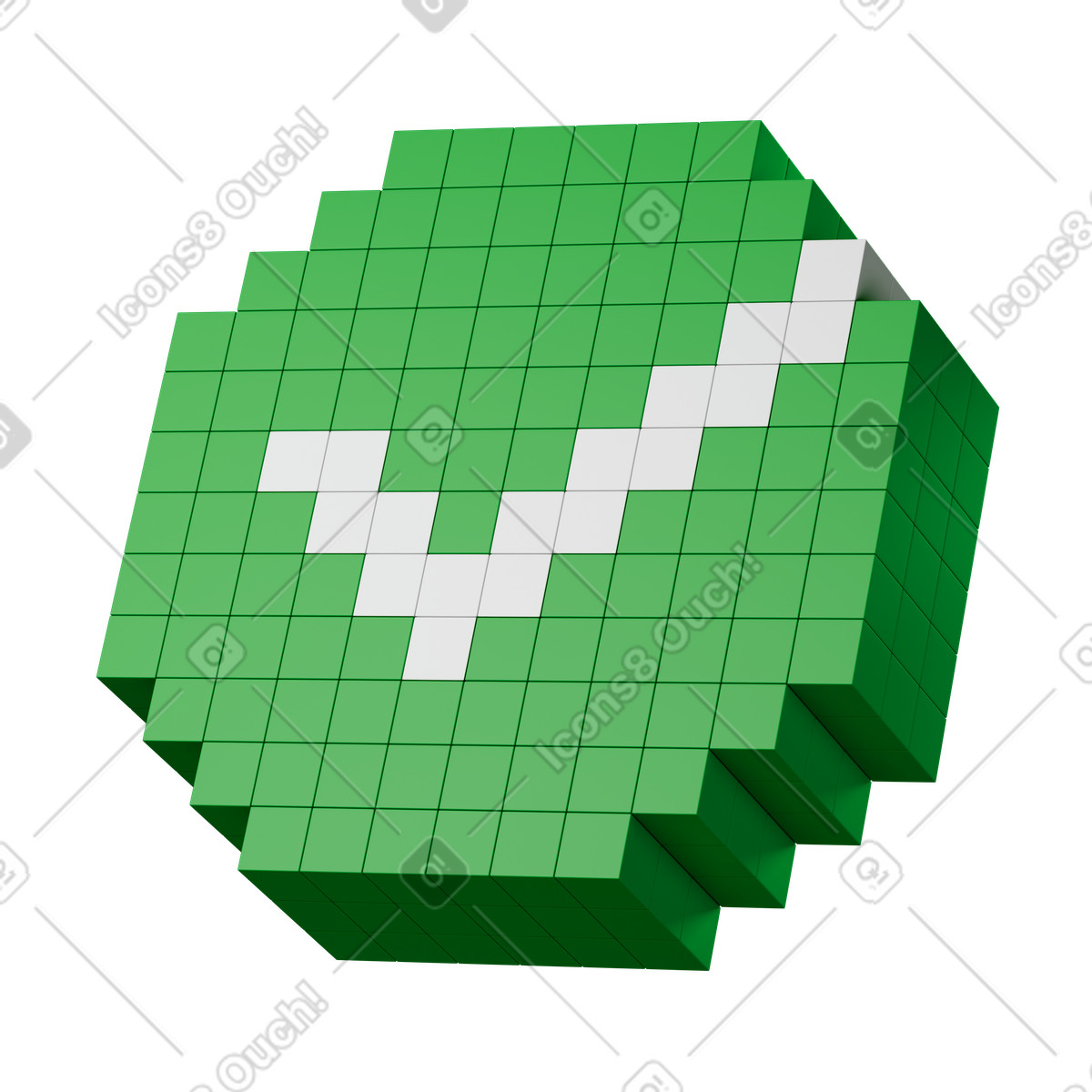 3D Stickle 스타일의 Checkmark pixelated approval symbol representing successful task or completed action 일러스트레이션 PNG, SVG 다운로드