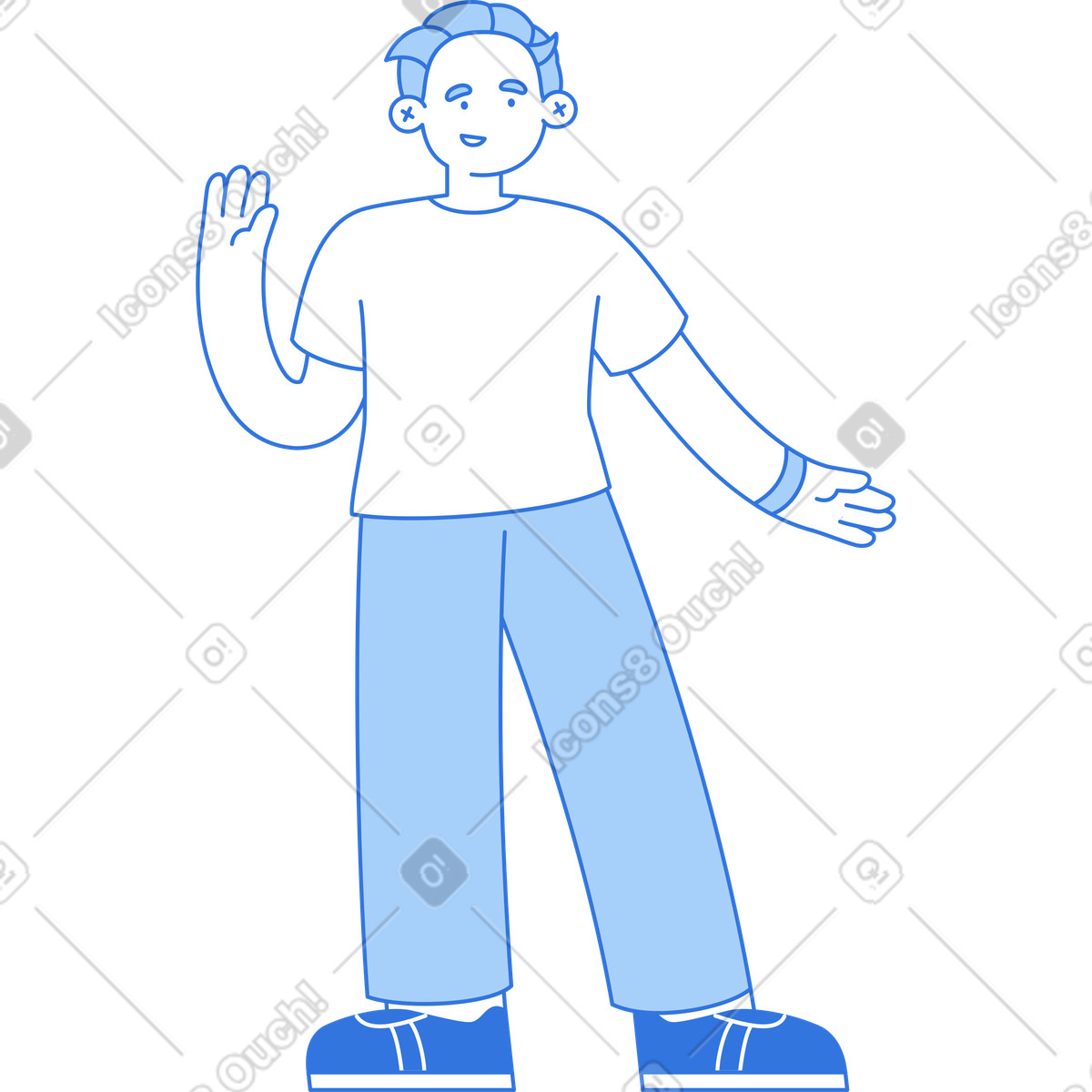 Mann mit erhobener hand-Illustration im Sky-Stil als Download in PNG, SVG