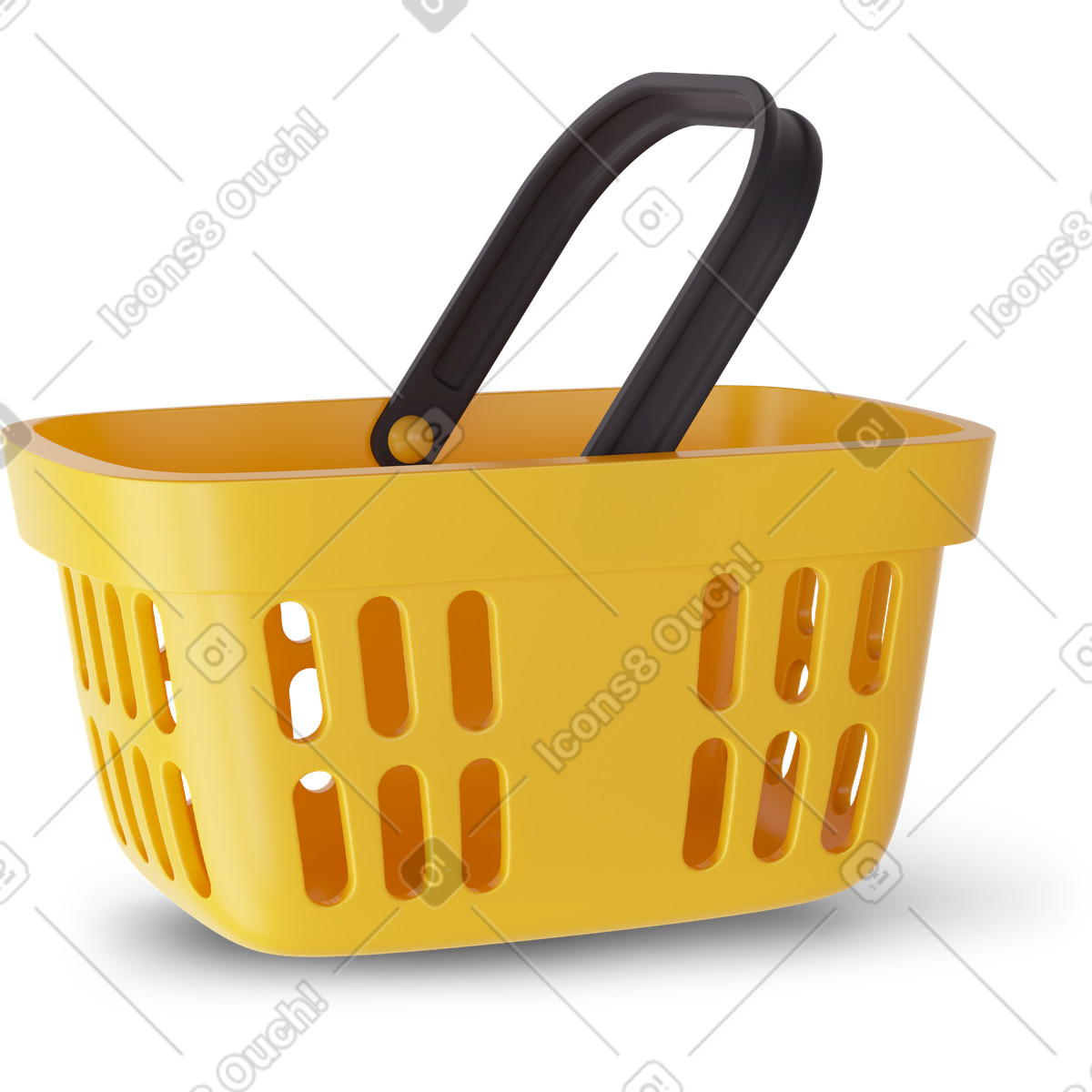 下载 3D Business 风格的 Yellow shopping basket 插画，支持 PNG、SVG 格式