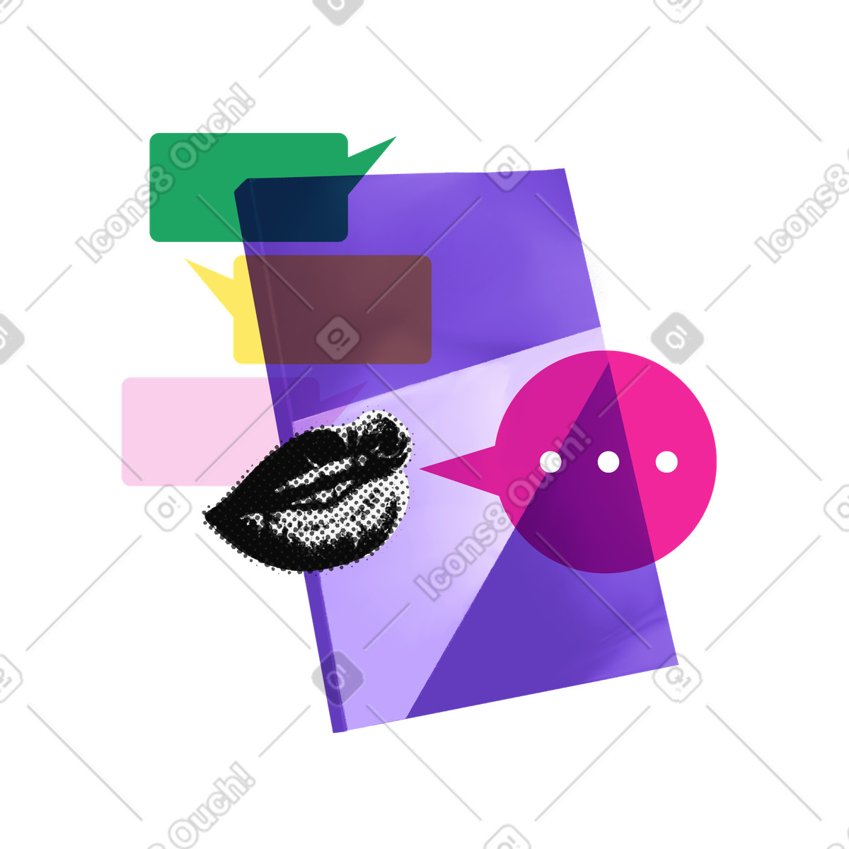 Language club and speaking practice illustration in PNG, SVG