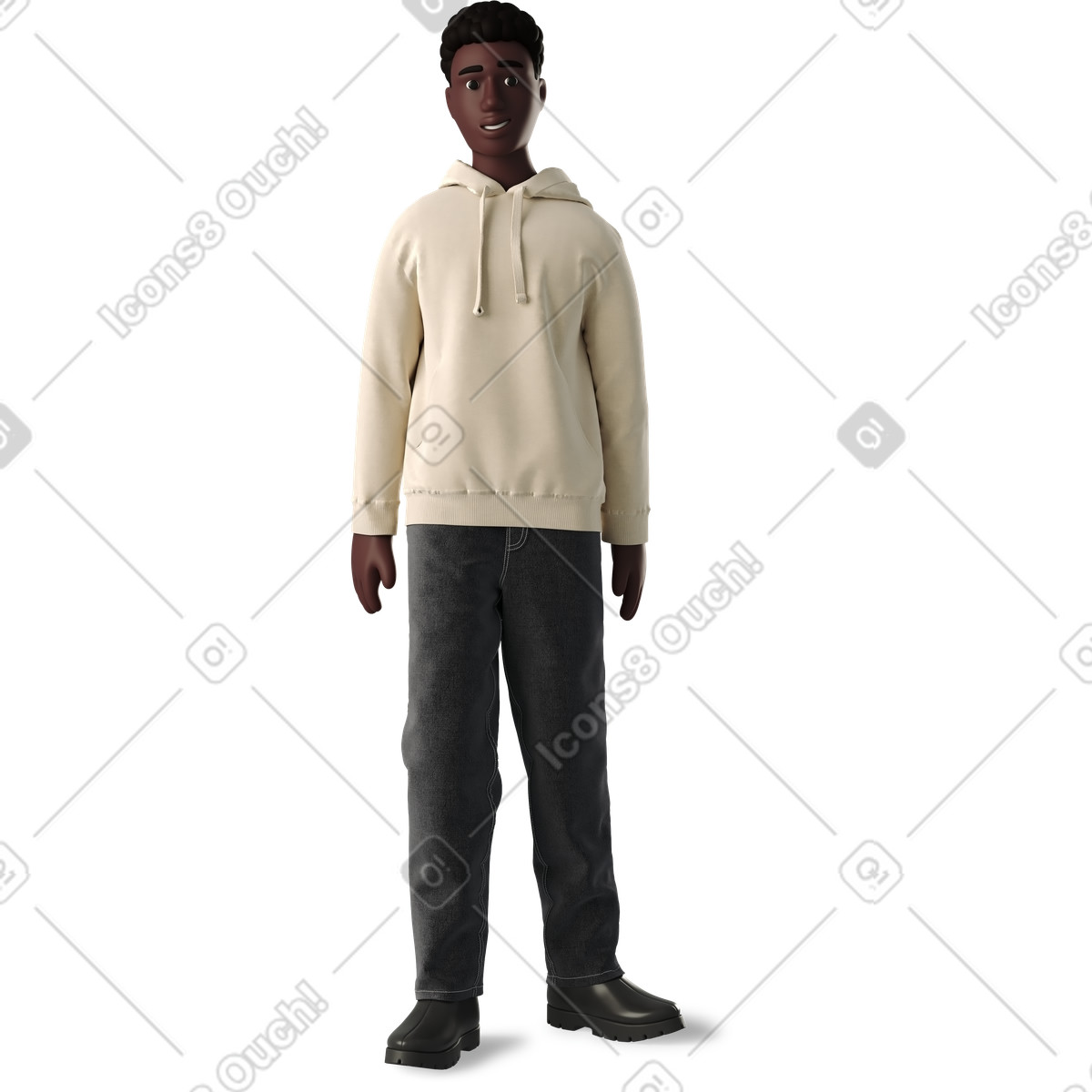 Ilustración Hombre con capucha de pie en estilo 3D Business a descargar en PNG y SVG