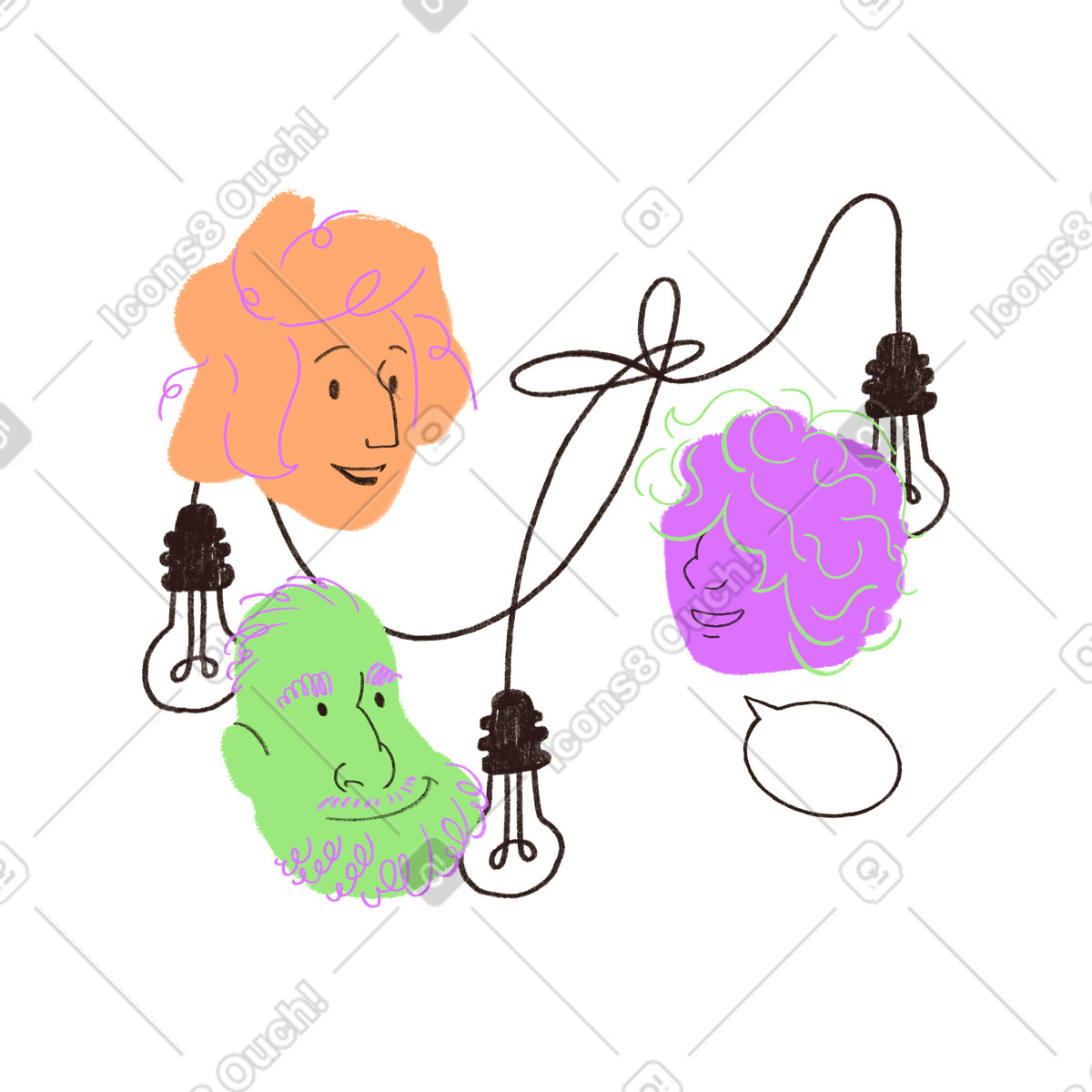 Verschlungene köpfe in einem kabelgebundenen netzwerk-Illustration im Blobby-Stil als Download PNG, SVG