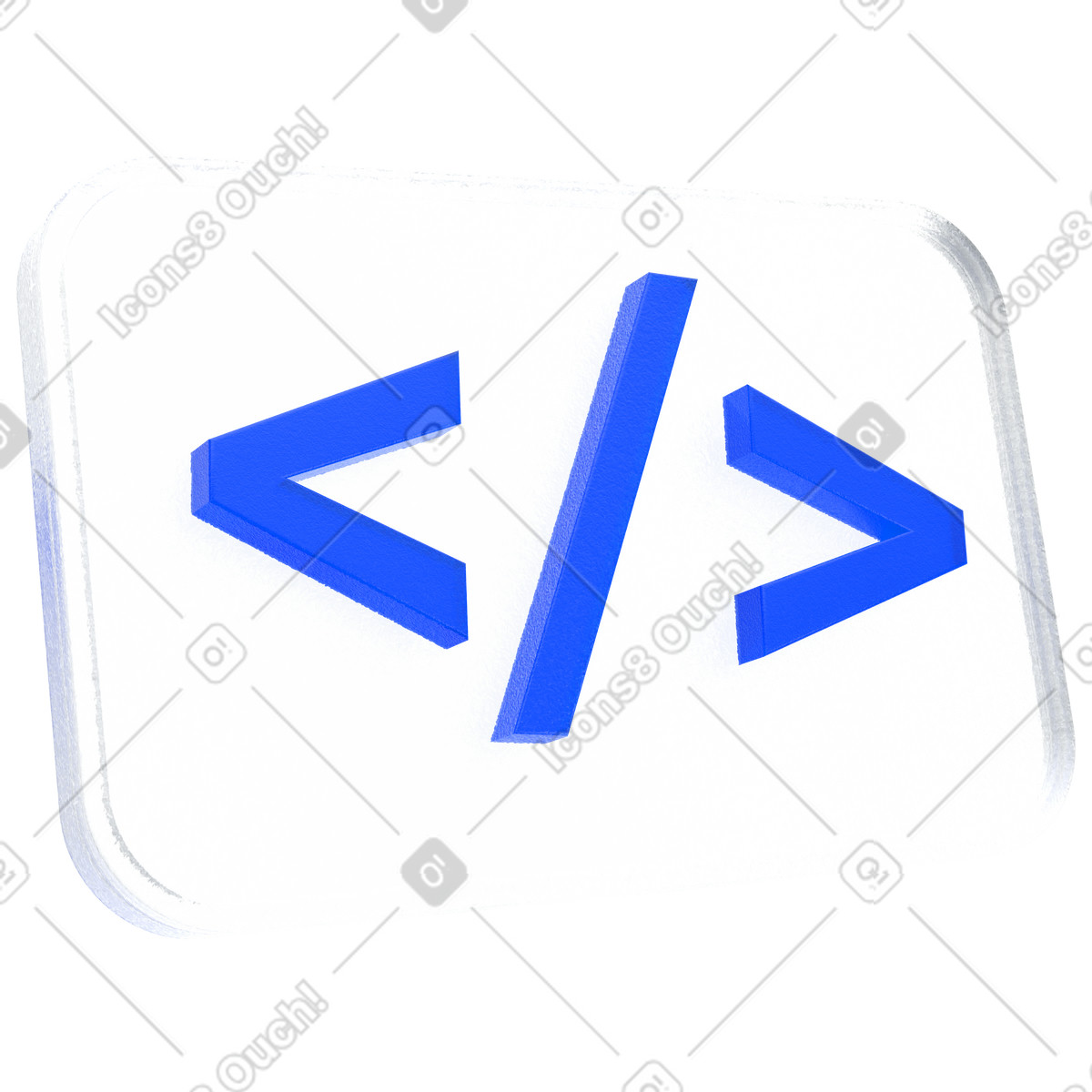 Blue glass coding sign illustration in 3D Enterprise style download in PNG, SVG