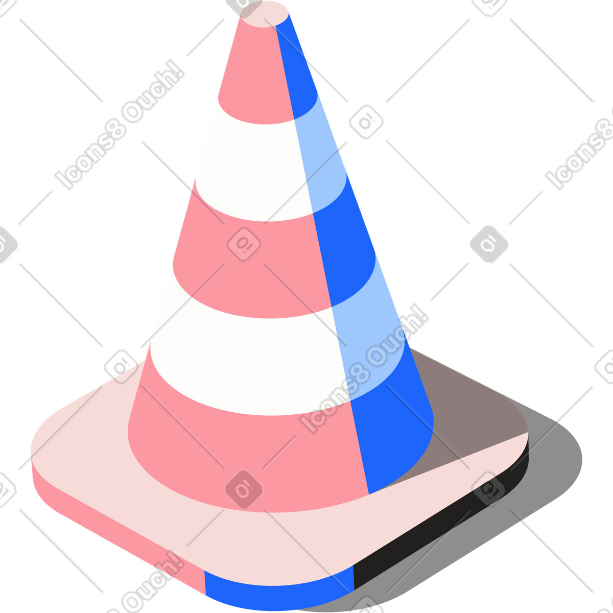 Verkehrskegel-Illustration im Editorial-Stil als Download in PNG, SVG