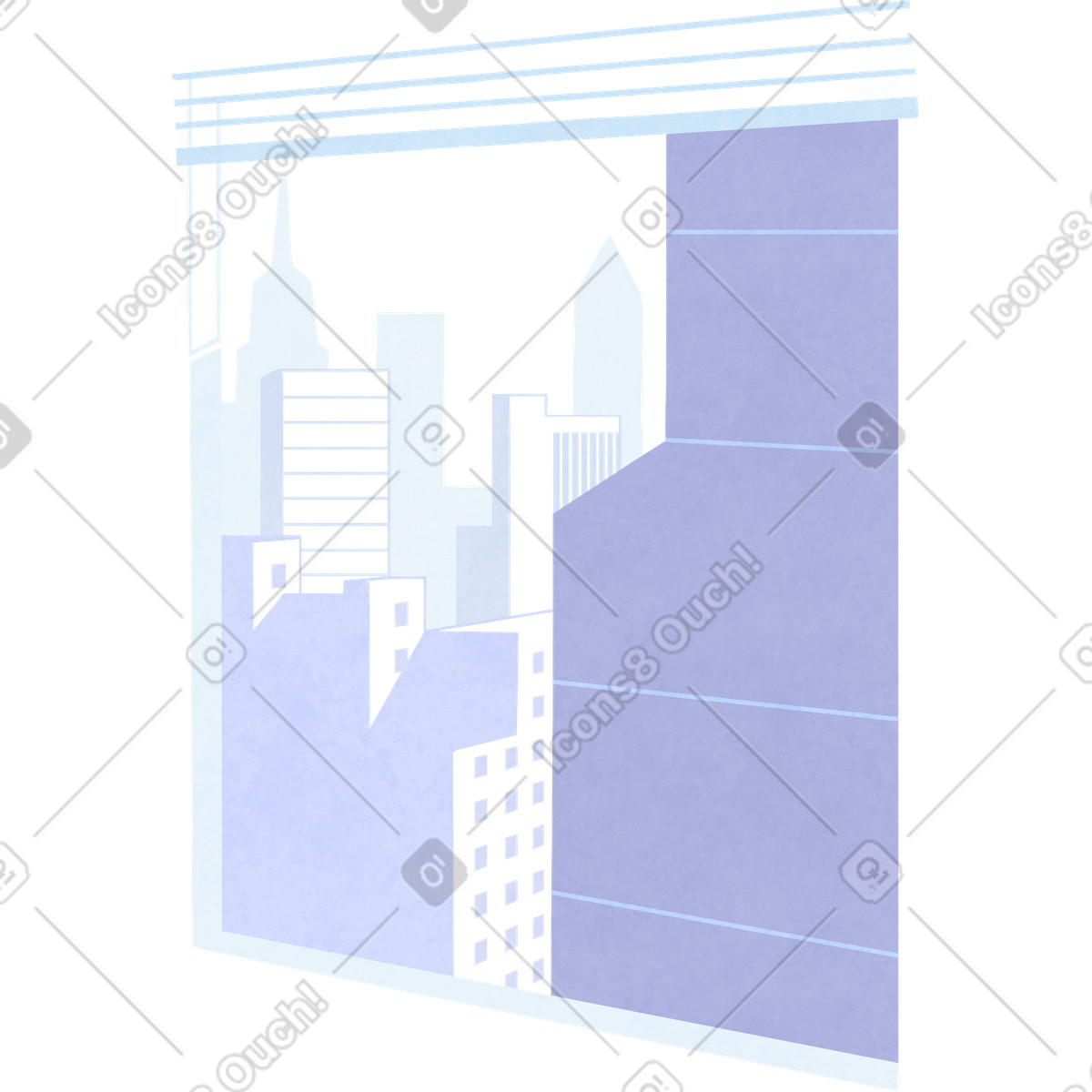 Purple window with city view illustrazione in stile Lifestyle scarica in PNG, SVG