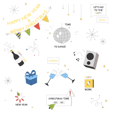 Party decorations and gifts - Sitcom style illustration