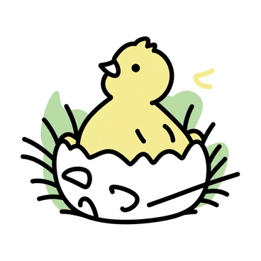 A newly hatched chick breaking out of its egg in a nest
