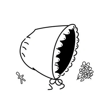 A hand-knitted white bonnet with lace for a baptism gift