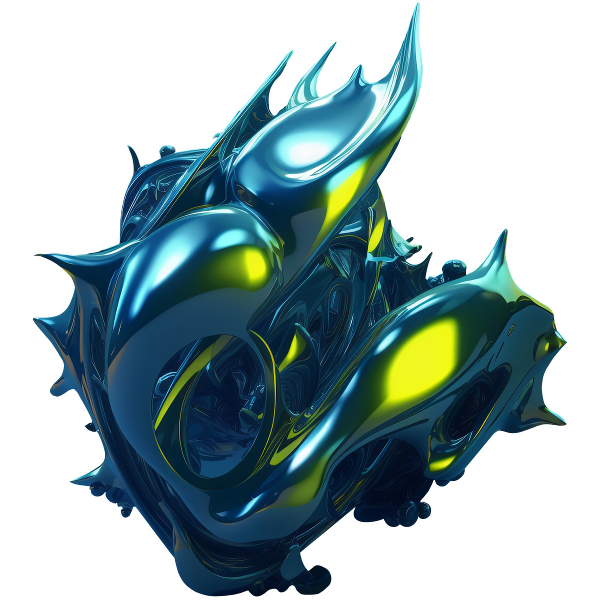 Metallic スタイルの 3D Glossy abstract shape with spikes のイラストをPNG、SVG形式でダウンロード