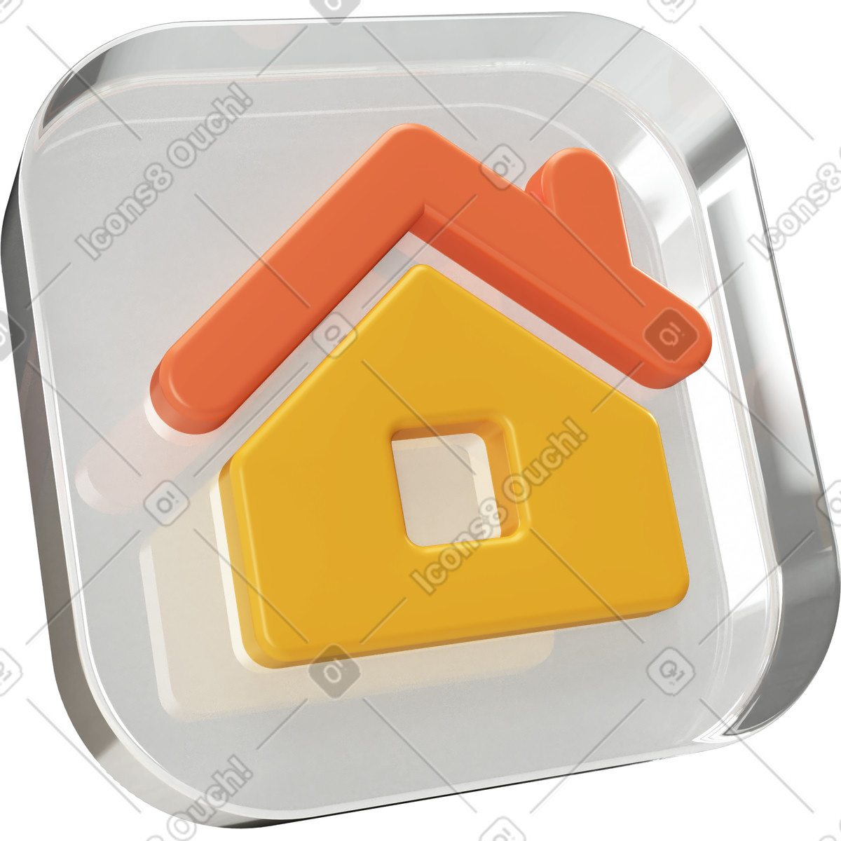 Home icon on glass plate illustration in 3D Corporate style download in PNG, SVG