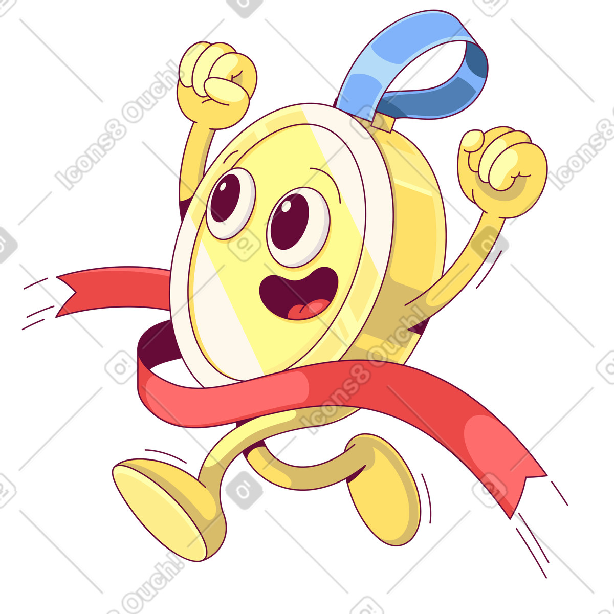 Handy 스타일의 결승선을 넘은 올림픽 메달 일러스트레이션 PNG, SVG 다운로드