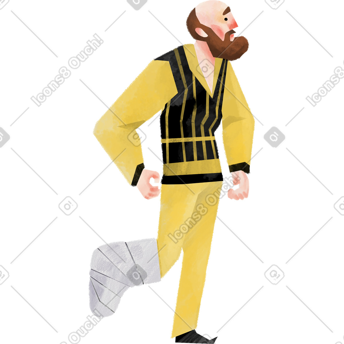 Injured adult with leg cast-Illustration im Family-Stil als Download in PNG, SVG