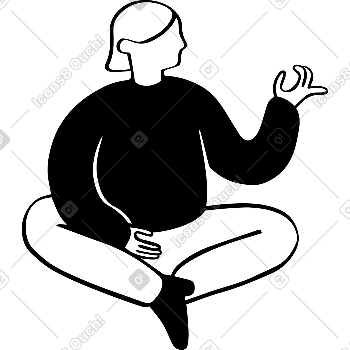 Ilustración Mujer sentada en estilo Journal a descargar en PNG y SVG