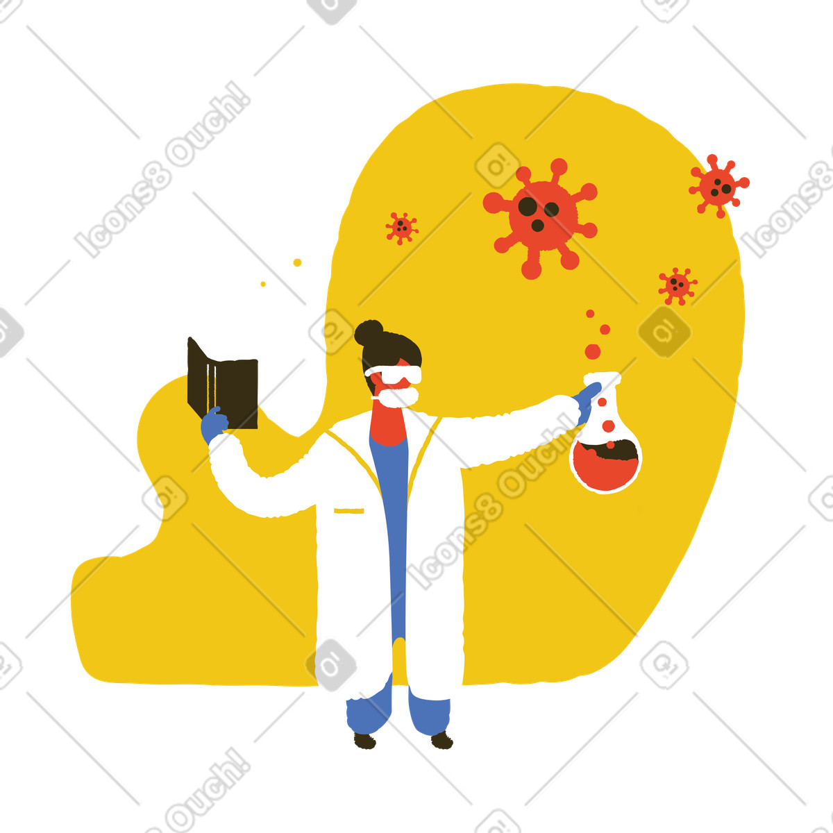 Bermuda スタイルの Scientist experimenting in laboratory のイラストをPNG、SVG形式でダウンロード