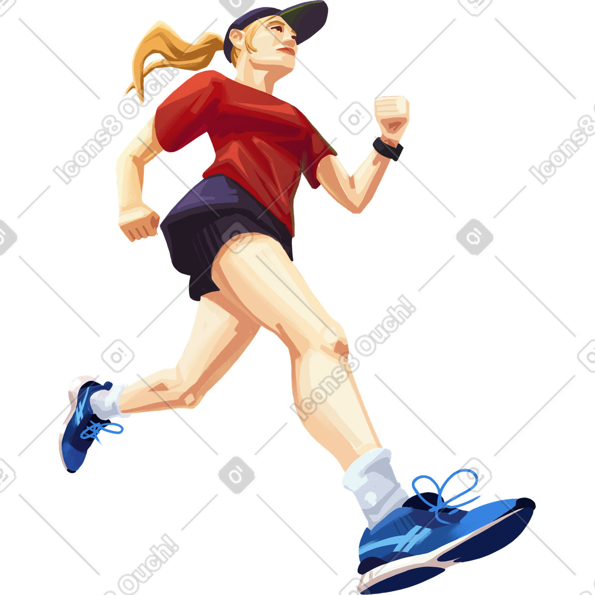 Ilustración Running woman en estilo Lush a descargar en PNG y SVG