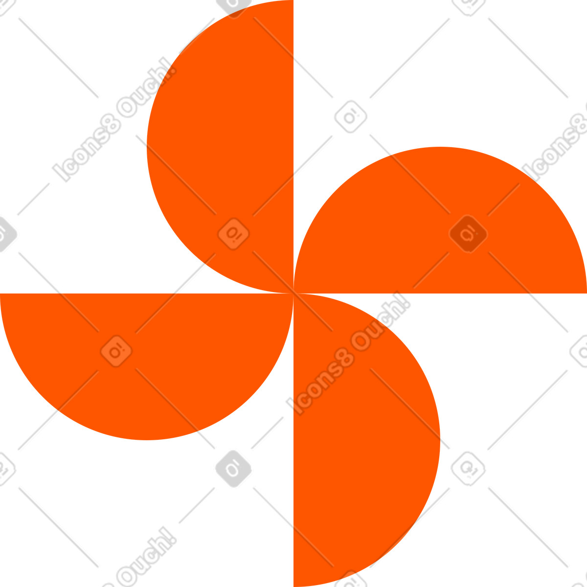 Four orange semicircles illustration in Framework style download in PNG, SVG