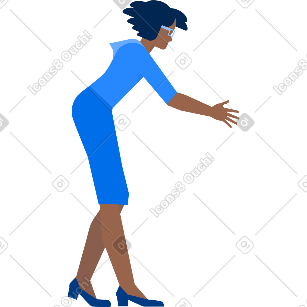 Ilustración Mujer inclinada hacia adelante en estilo Urban a descargar en PNG y SVG