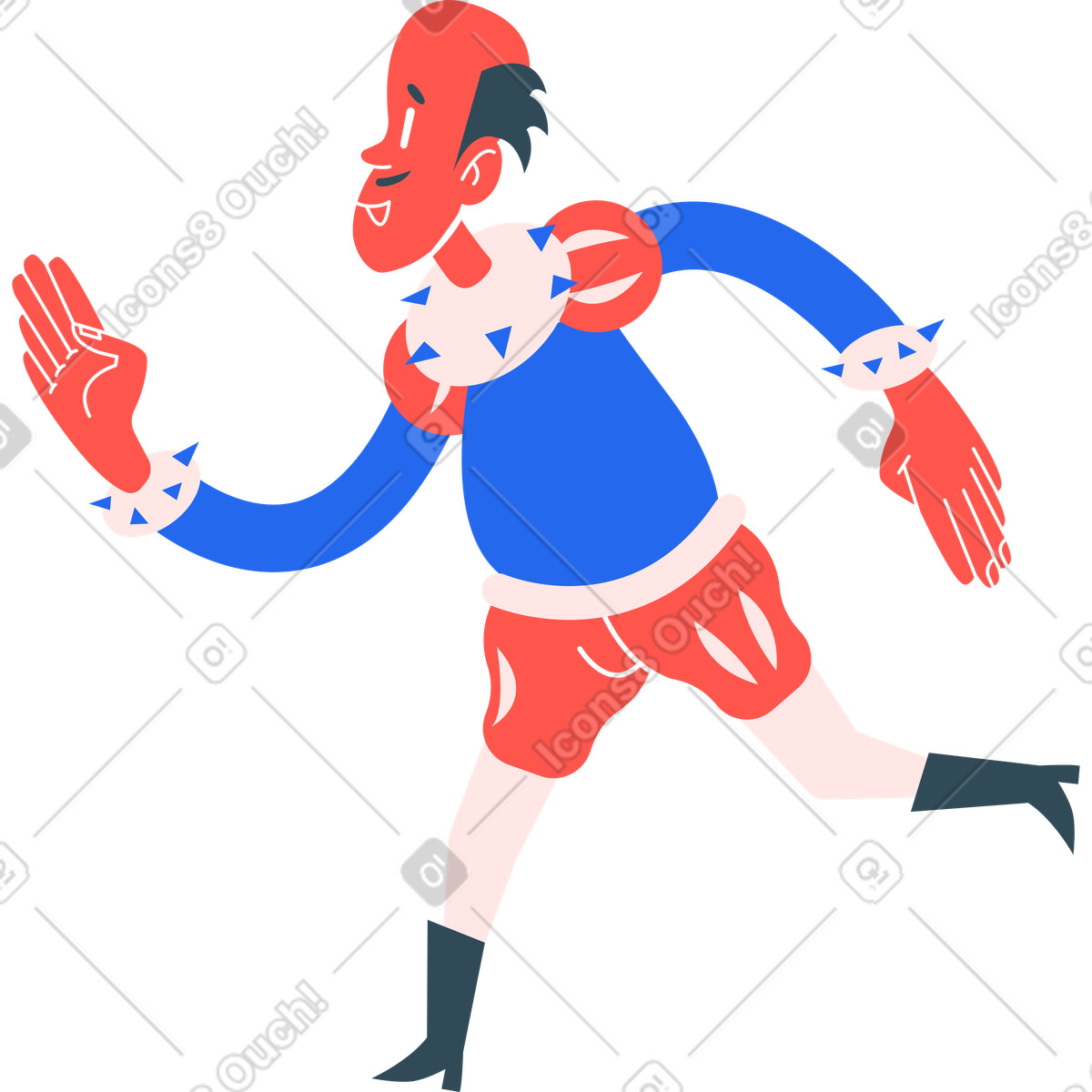 Ilustración Hombre corriendo en estilo Kingdom a descargar en PNG y SVG
