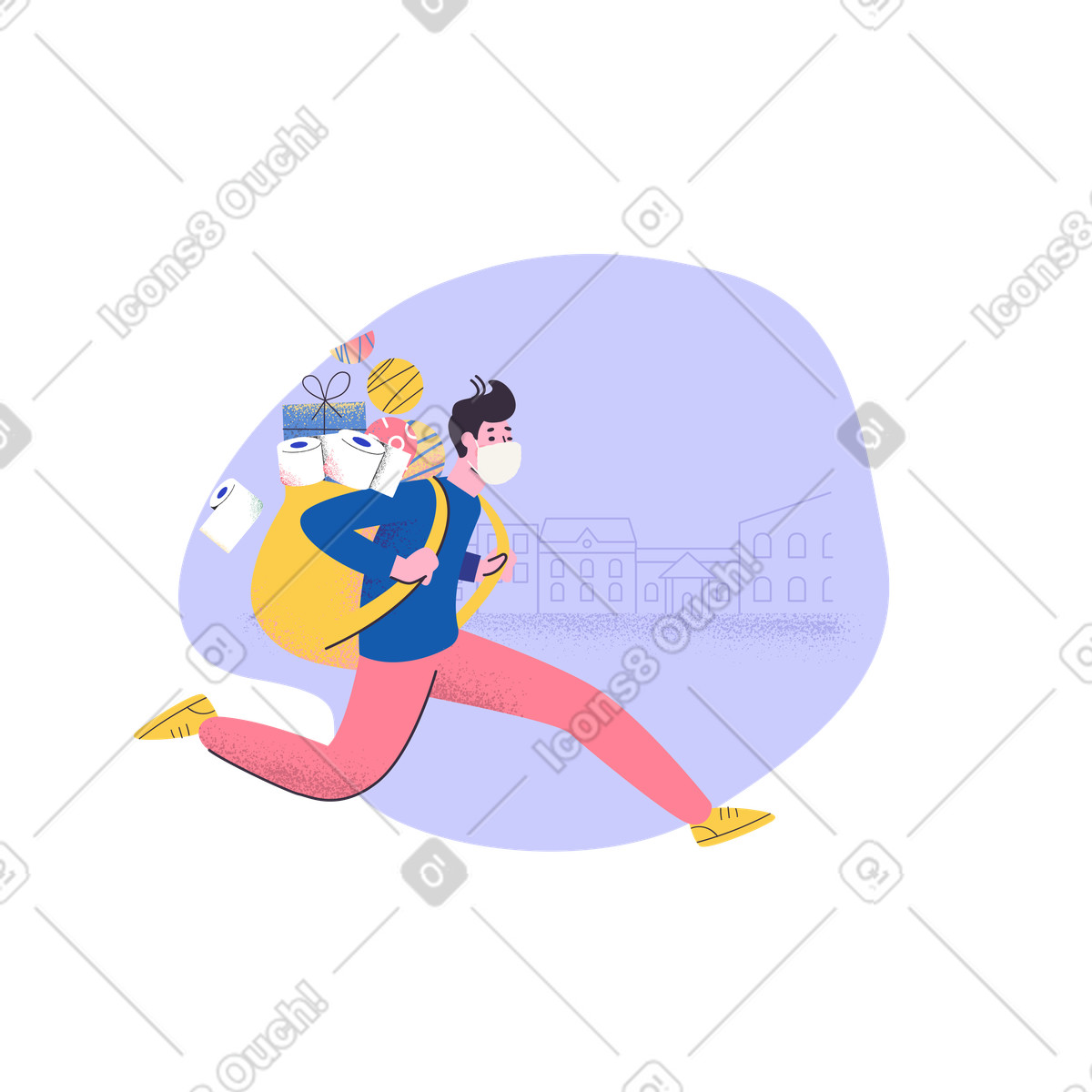 下载 Pale 风格的 从商店带回家必需品 插画，支持 PNG、SVG 格式