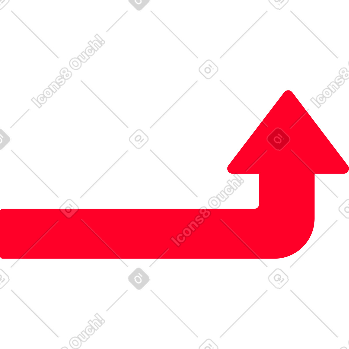 Ilustração de Seta curva vermelha em no estilo Transistor para baixar em PNG, SVG