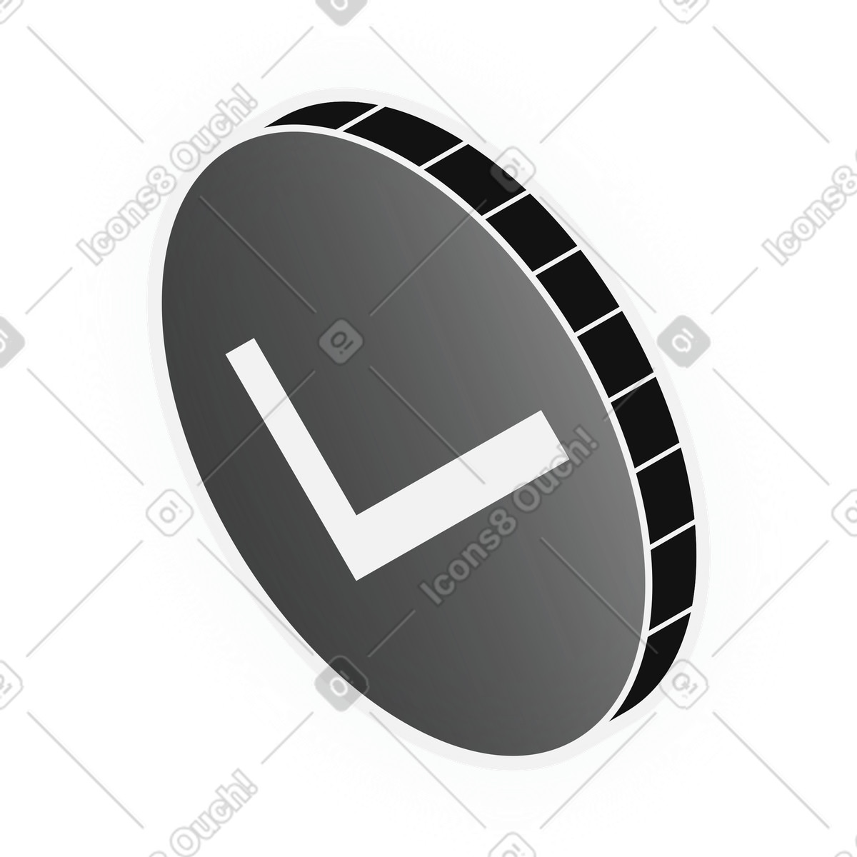 Black circular notification with check mark illustration in Inverse style download in PNG, SVG