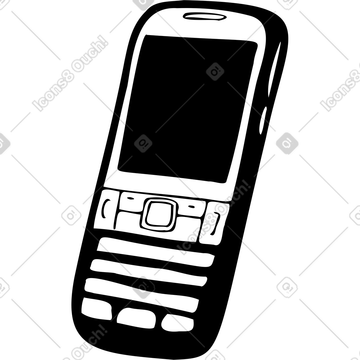 Cell phone with buttons illustration in Marks style download in PNG, SVG