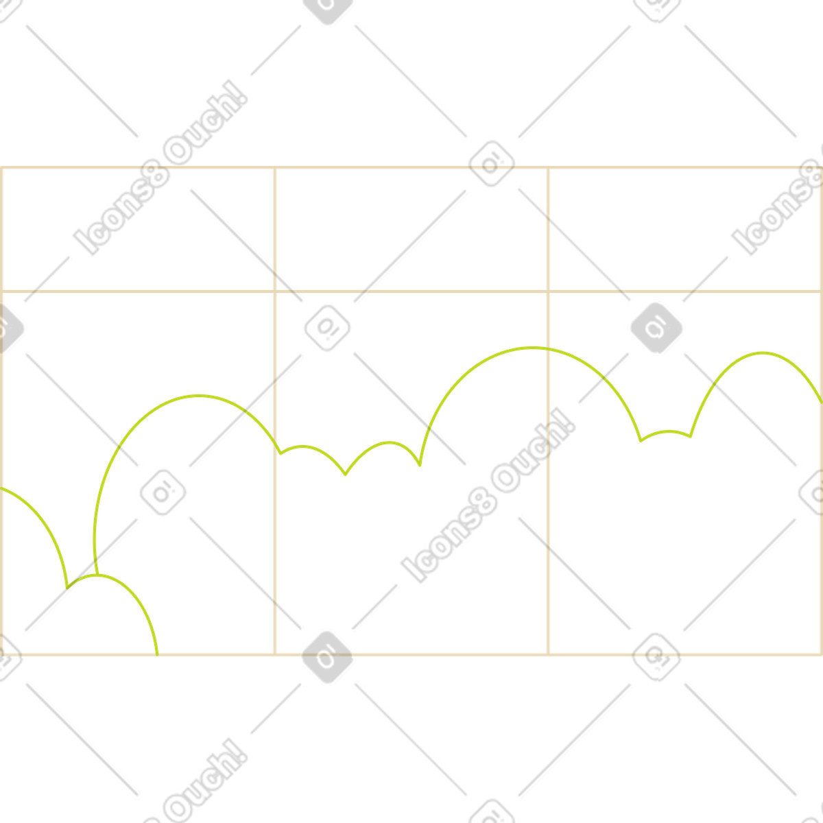 Illustration Cadre de fenêtre avec buissons dans le style Juicy à télécharger aux formats PNG, SVG