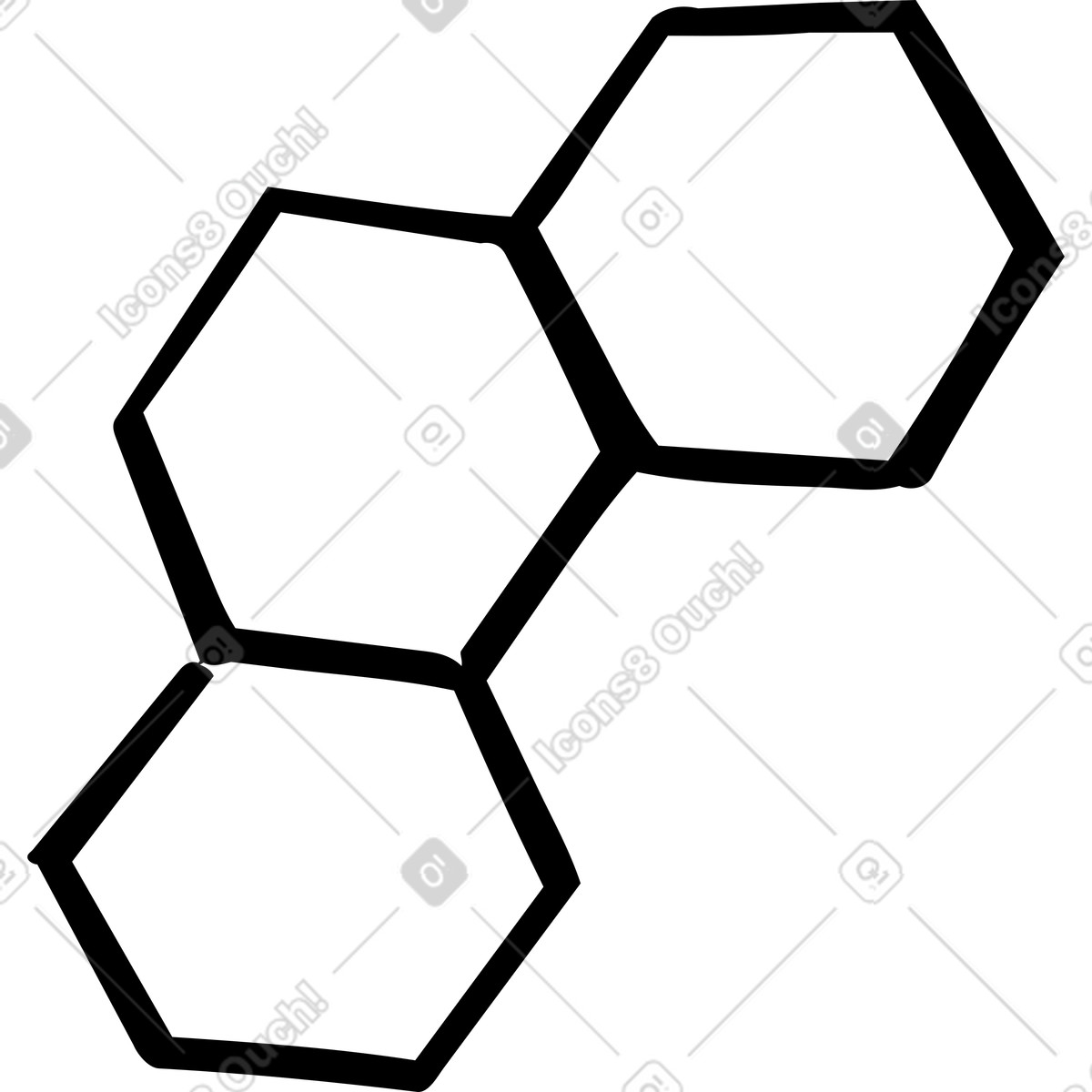 Hexagonal elements, cells, network nodes illustration in Line style download in PNG, SVG