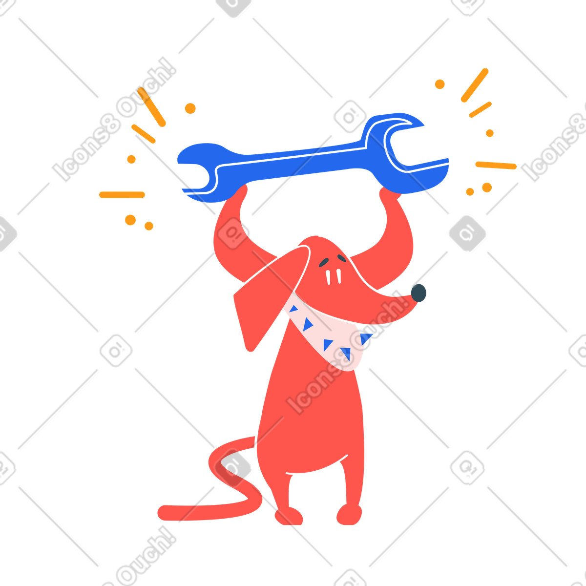 Dog with screwdriver illustration in repair service clipart for fixing graphics