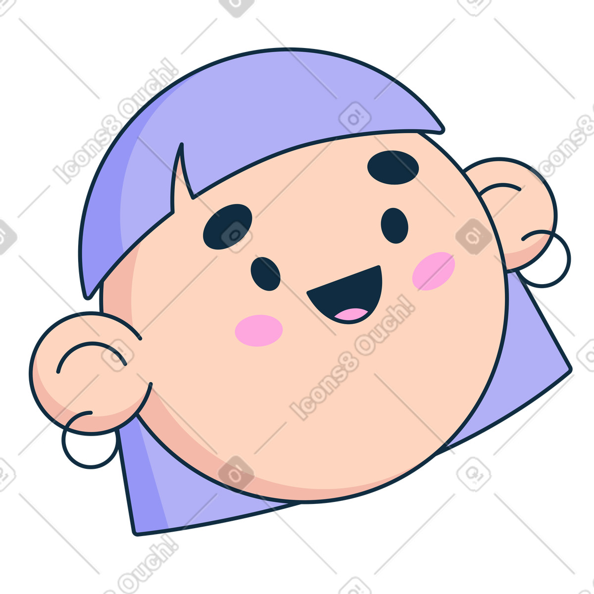 Ilustración Woman's head with bob haircut en estilo Bubble gum a descargar en PNG y SVG
