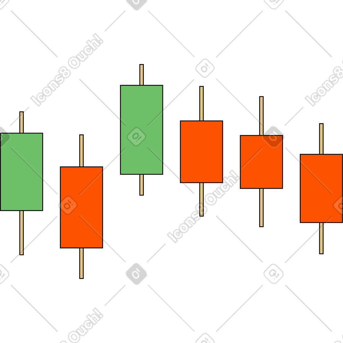 Japanese financial chart candles illustration in Kindy style download in PNG, SVG