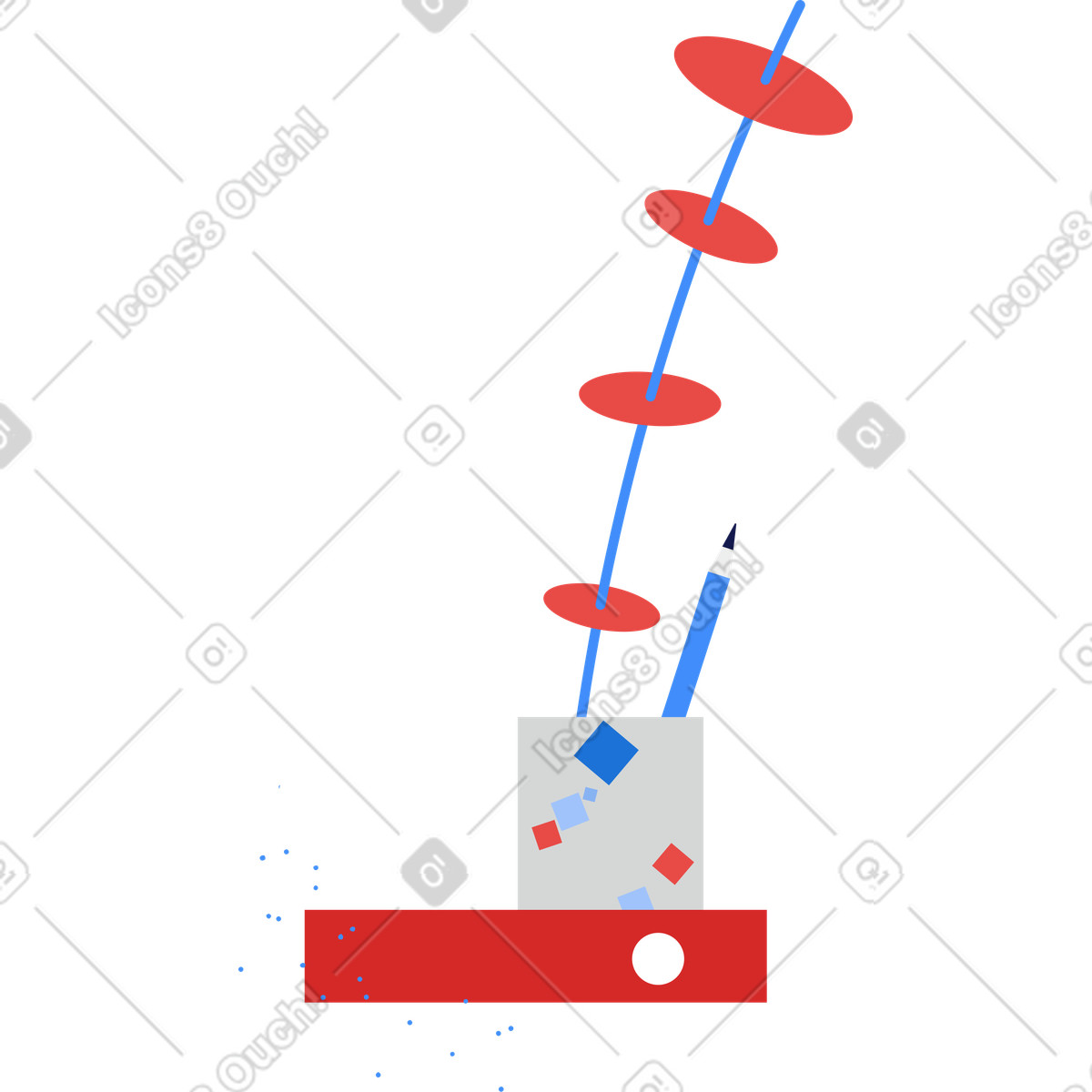 Ilustración Libro con un portalápices y una flor en estilo Clip a descargar en PNG SVG