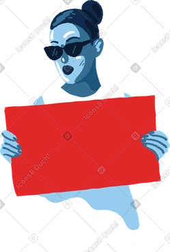 Woman with a poster PNG, SVG