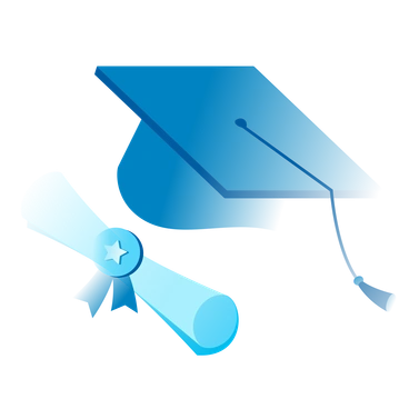 A graduation cap and diploma - Icy style illustration