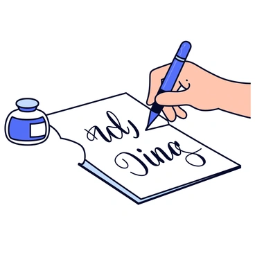 A close-up view of a hand gracefully holding a gleaming fountain pen. The pen is poised over a sheet of crisp white paper, where elegant calligraphy is being formed with smooth, flowing strokes. Dark ink glistens on the paper, showcasing intricate letters and swirls. The fingers are elegantly positioned, emphasizing the delicate art of writing. A small bottle of ink is nearby, with a classic design, reflecting the ambiance of traditional calligraphy.