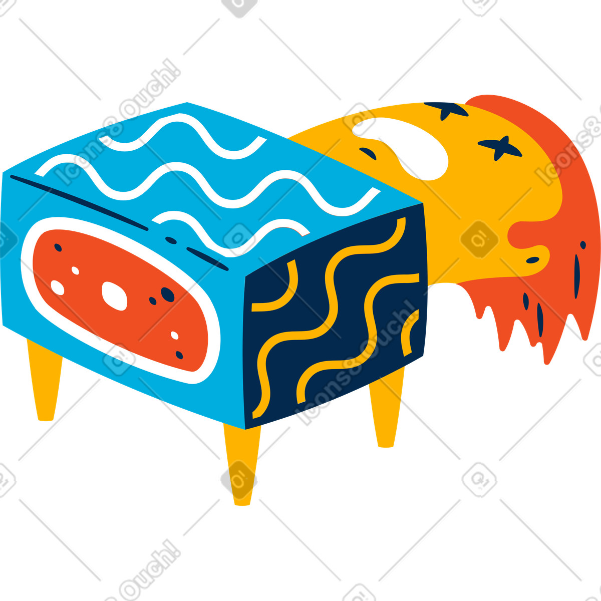 Sawed man illustration in Flame style download in PNG, SVG