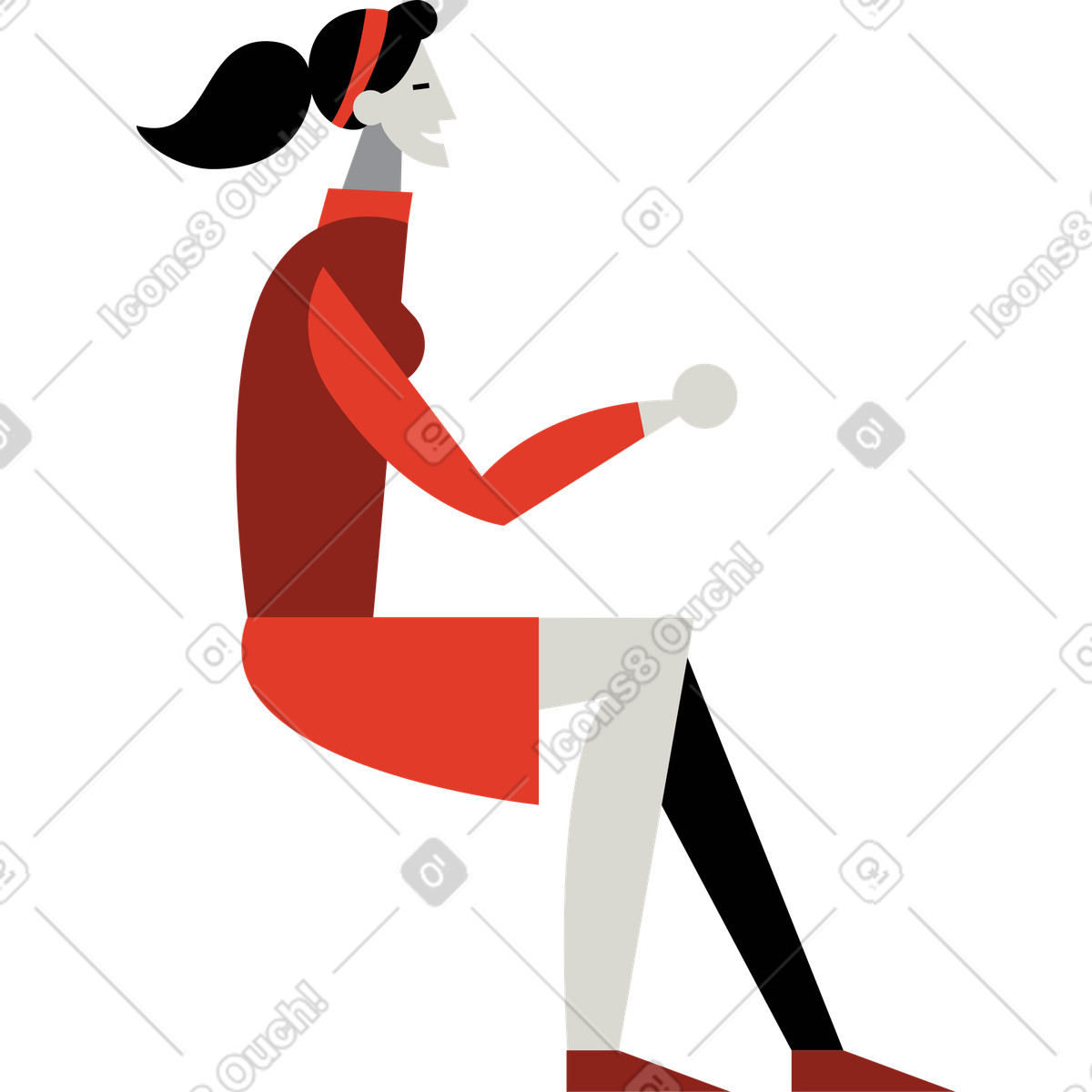 Ilustración Niña adolescente sentada en estilo Burgundy a descargar en PNG y SVG
