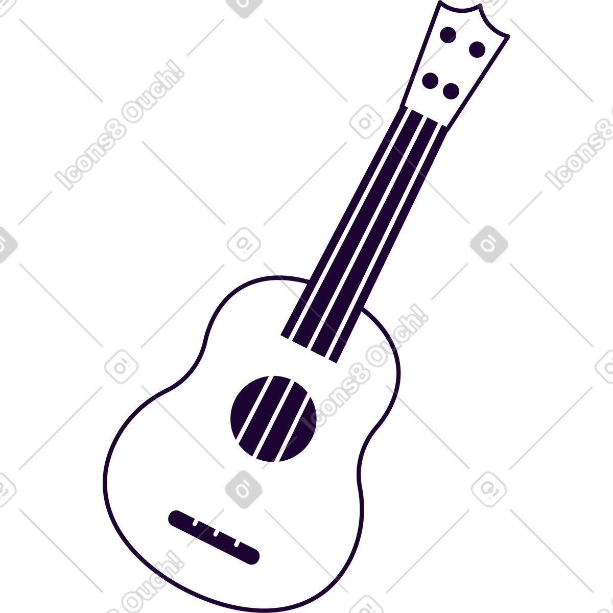 White small ukulele guitar animated illustration in Martina style download in GIF, Lottie (JSON), AE