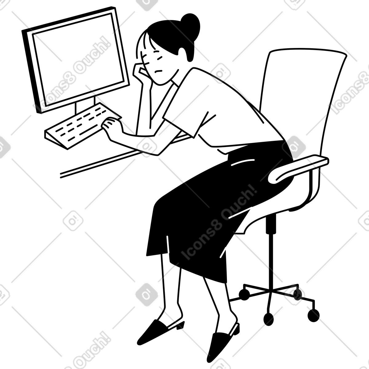 Office worker sleeping at desk illustration job stress clipart GIF for your workspace