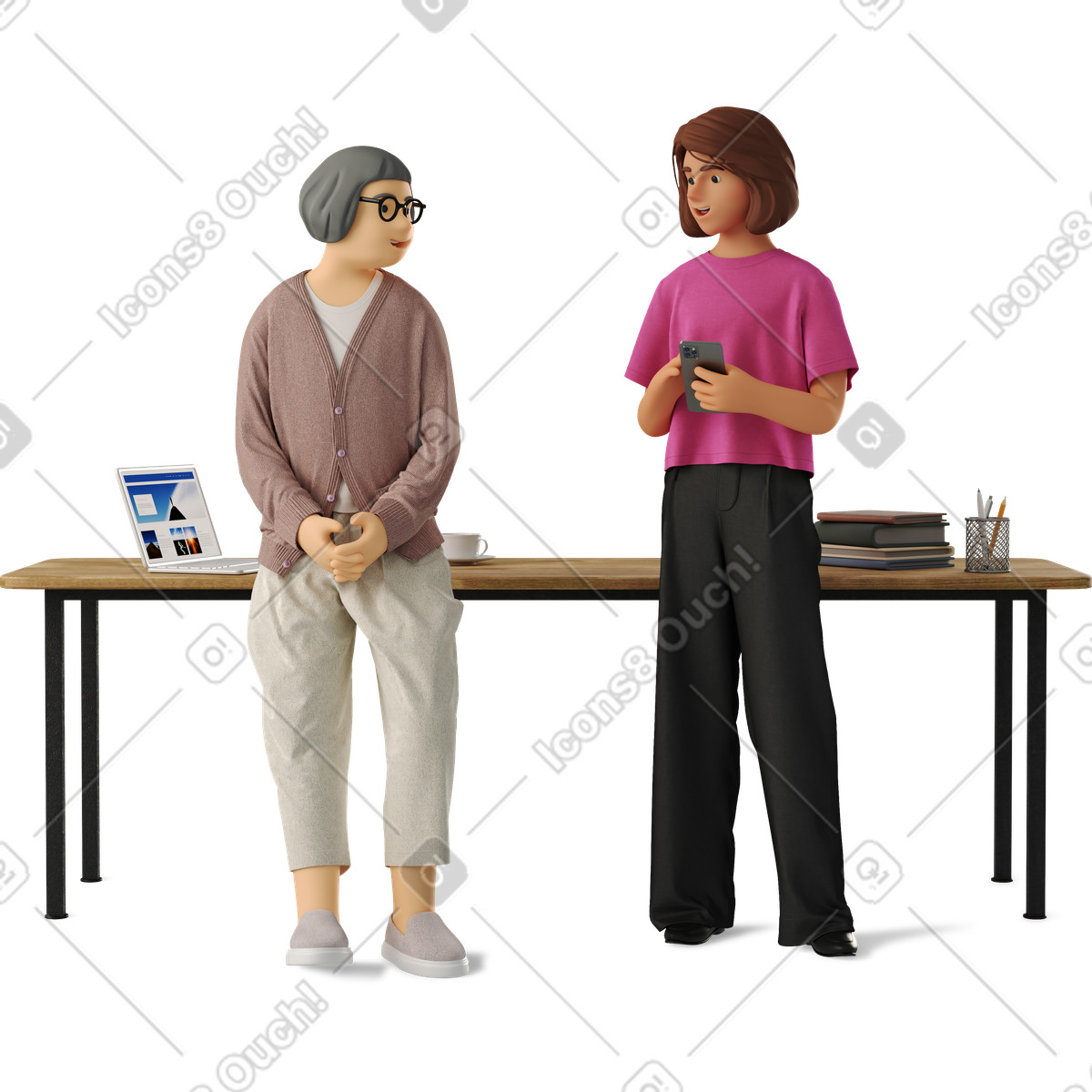 Ilustração de Women talking at work em no estilo 3D Business para baixar em PNG, SVG
