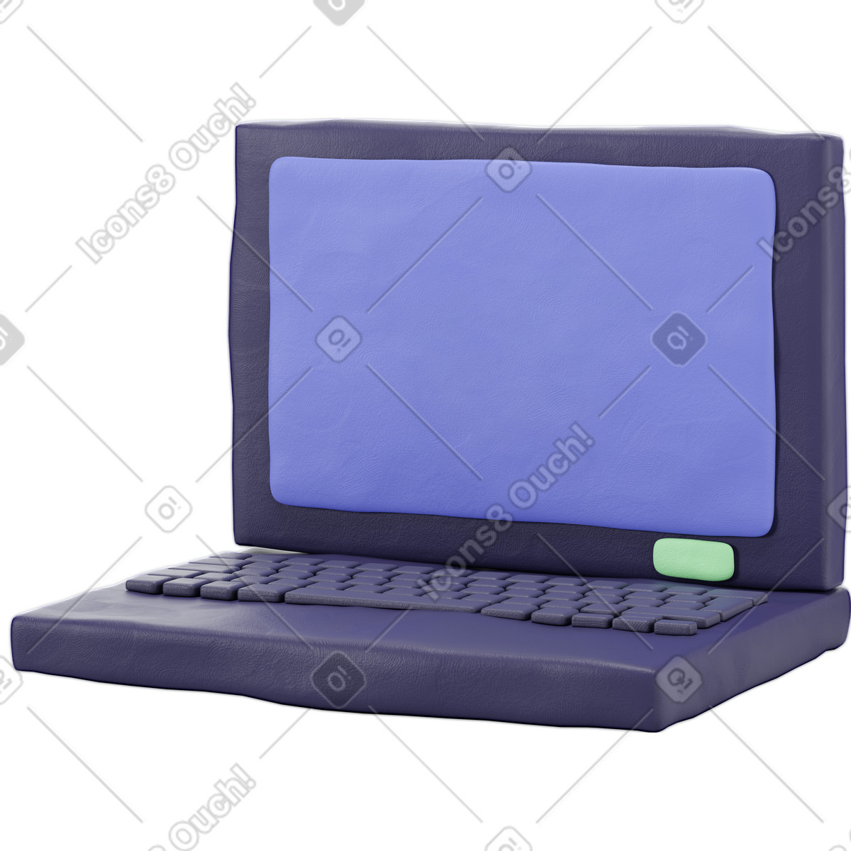 下载 3D Stripy 风格的 灰色打开笔记本电脑 插画，支持 PNG、SVG 格式