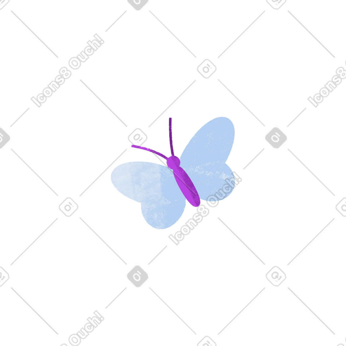 Blue butterfly illustration in Bonbon style download in PNG, SVG