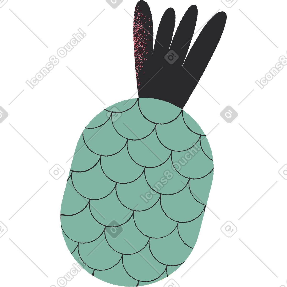 Ananas illustrazione in stile Pablo scarica in PNG, SVG