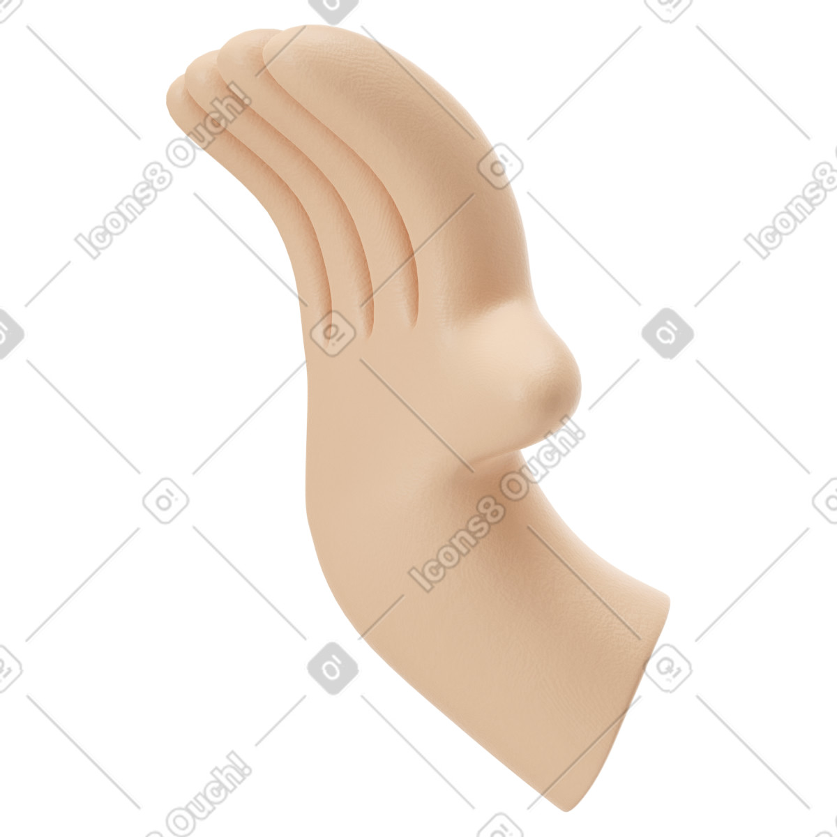 Ilustración Mano derecha levantada en estilo 3D Stripy a descargar en PNG y SVG