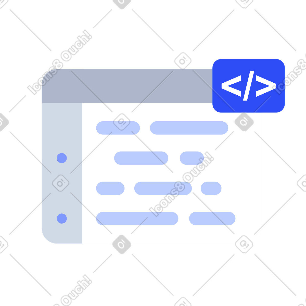 Иллюстрация Coding interface for markup languages, software development and programming в стиле System — скачать в форматах PNG, SVG