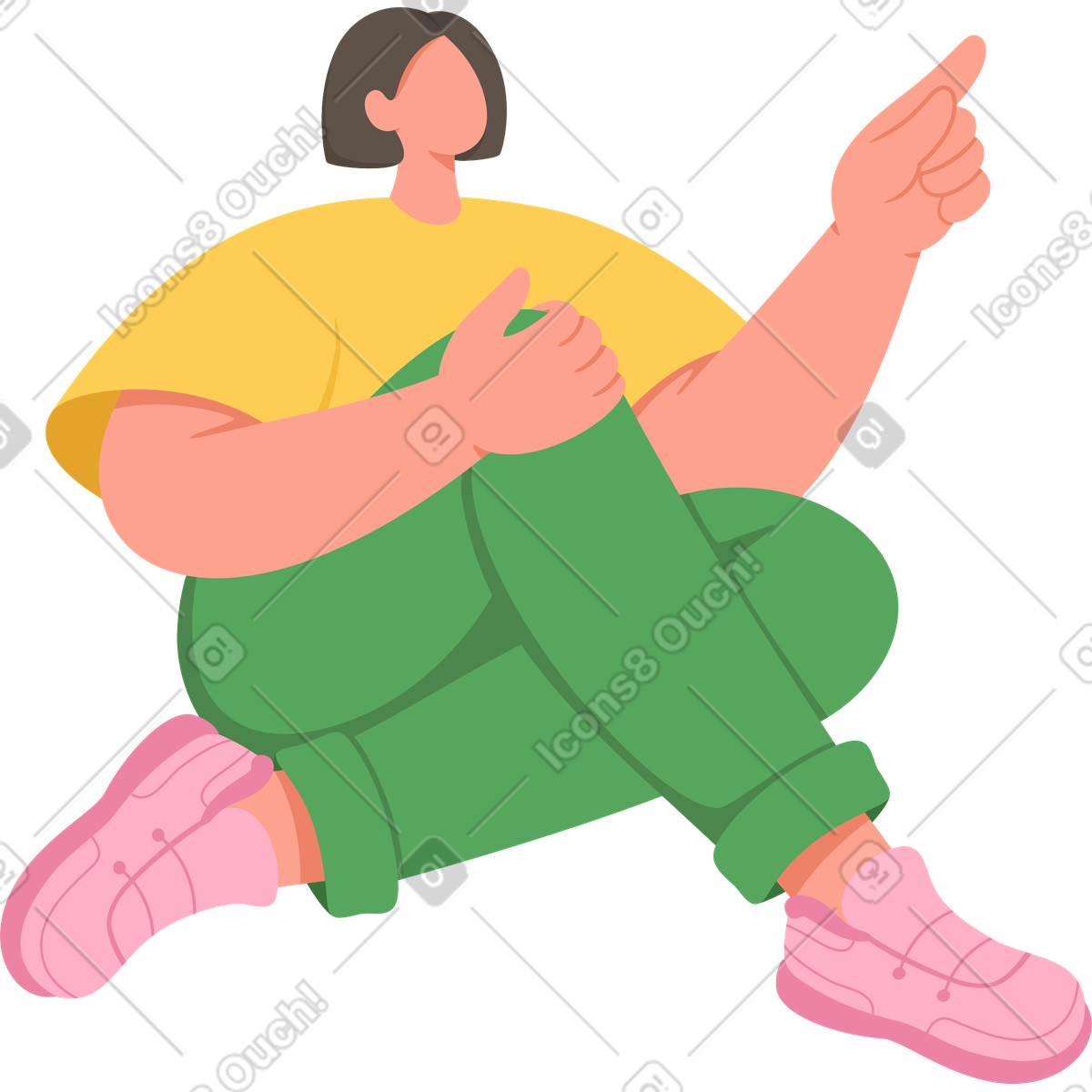 Illustration Femme assise dans le style Social à télécharger aux formats PNG, SVG