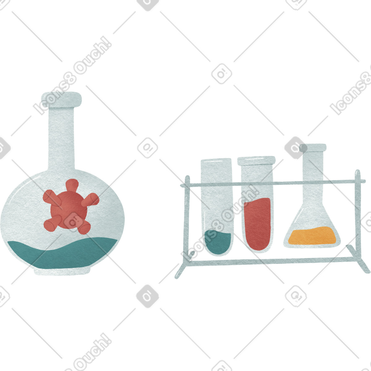 Woolly スタイルの Glass flasks for chemical preparations のイラストをPNG、SVG形式でダウンロード